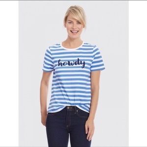 Draper James Blue and White Striped Howdy Graphic T-shirt